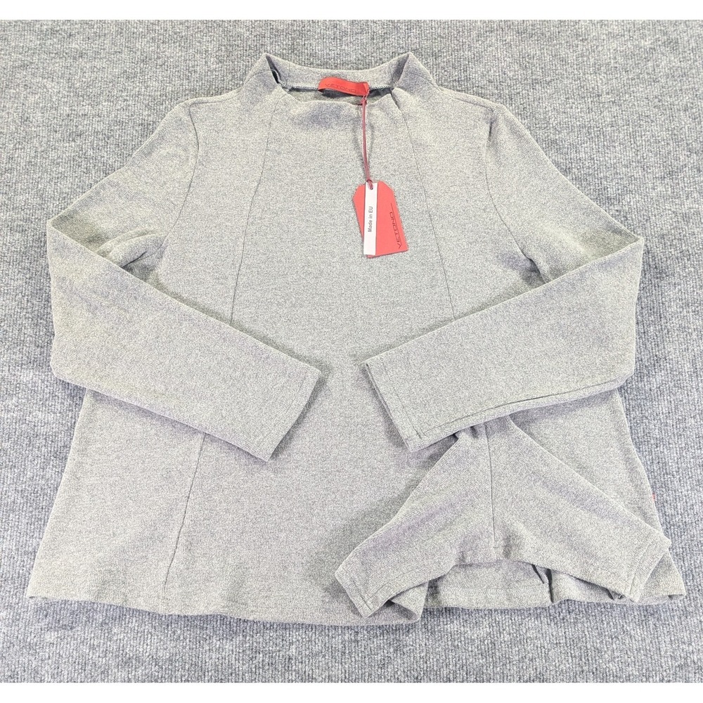 NEW! Vetono Germany Flared Mock Neck Peplum Tunic Women's Size 2 (Medium) Gray